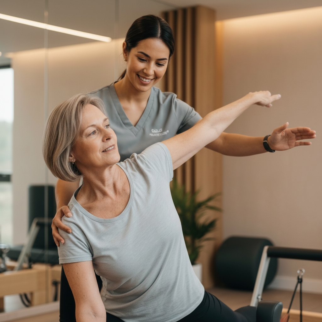 Atendimento de fisioterapia em clínica particular